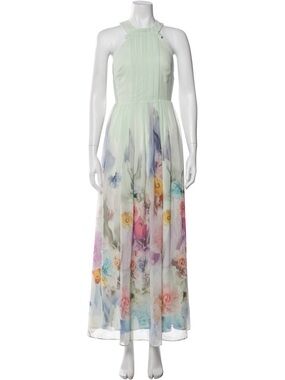 Ted Baker Pastel Mint Halter Maxi Dress with Floral